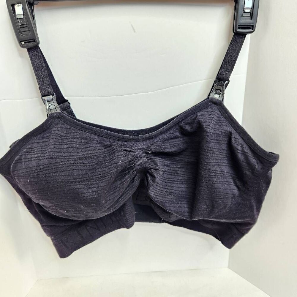 Kindred Bravely Solid Black Womens Large Nursing Pumping Bra Comfort Nylon Blend
